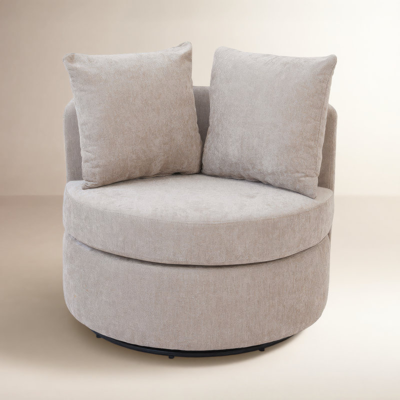 Amara Upholstered Swivel Chair, Army Linen Blend