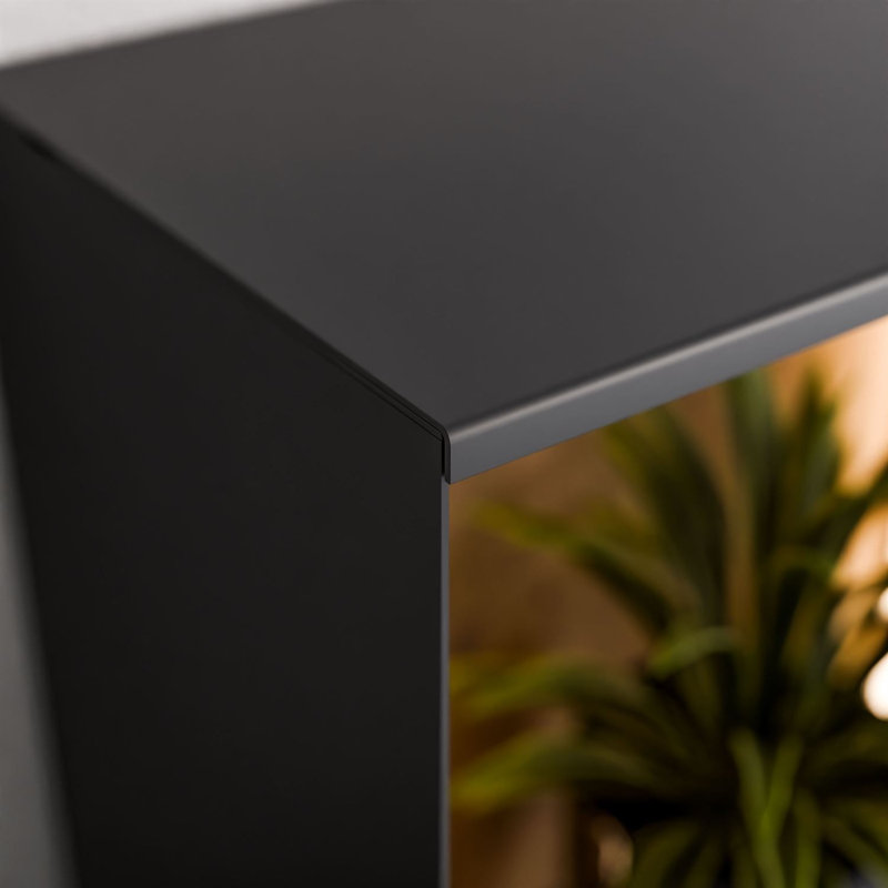 Square Metal Cube Shelf, Black / Artisan with LED