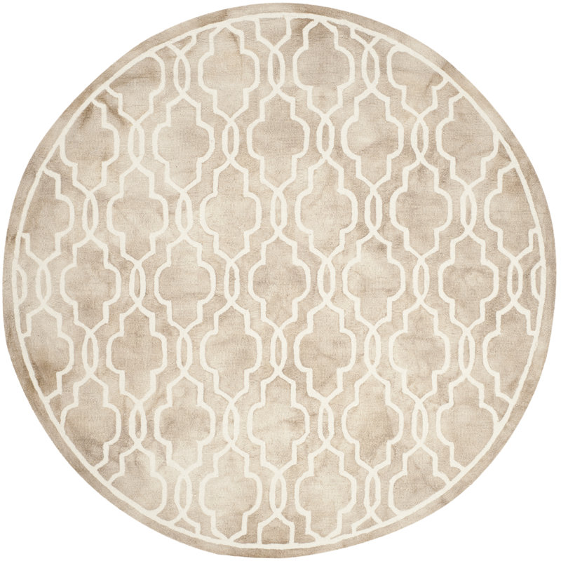 Dip Dye Hand Tufted Wool Geometric Rug, Round 5'