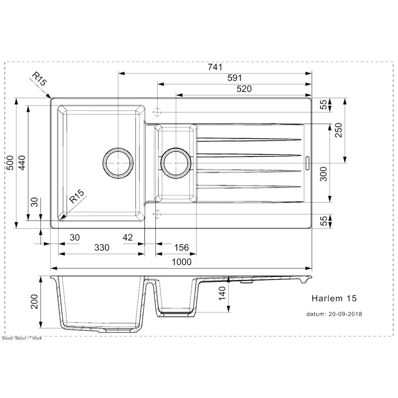 Harlem 1.5 Bowl Inset Kitchen Sink, Pure White