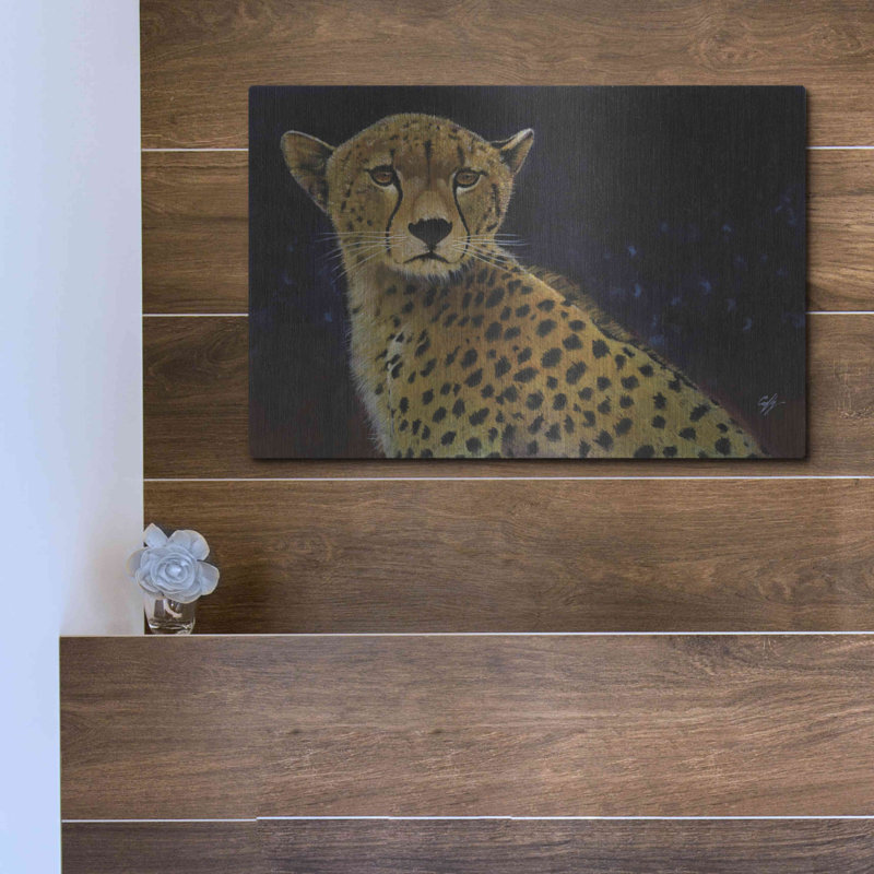 «Cheetah» par Durwood Coffey, art mural en métal, H 12 po x l 16 po