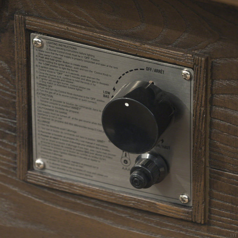 Foyer d'extérieur carré au gaz H 24 po x l 32 po (réservoir à l'intérieur), brun avec motif en bois - 40 000 BTU
