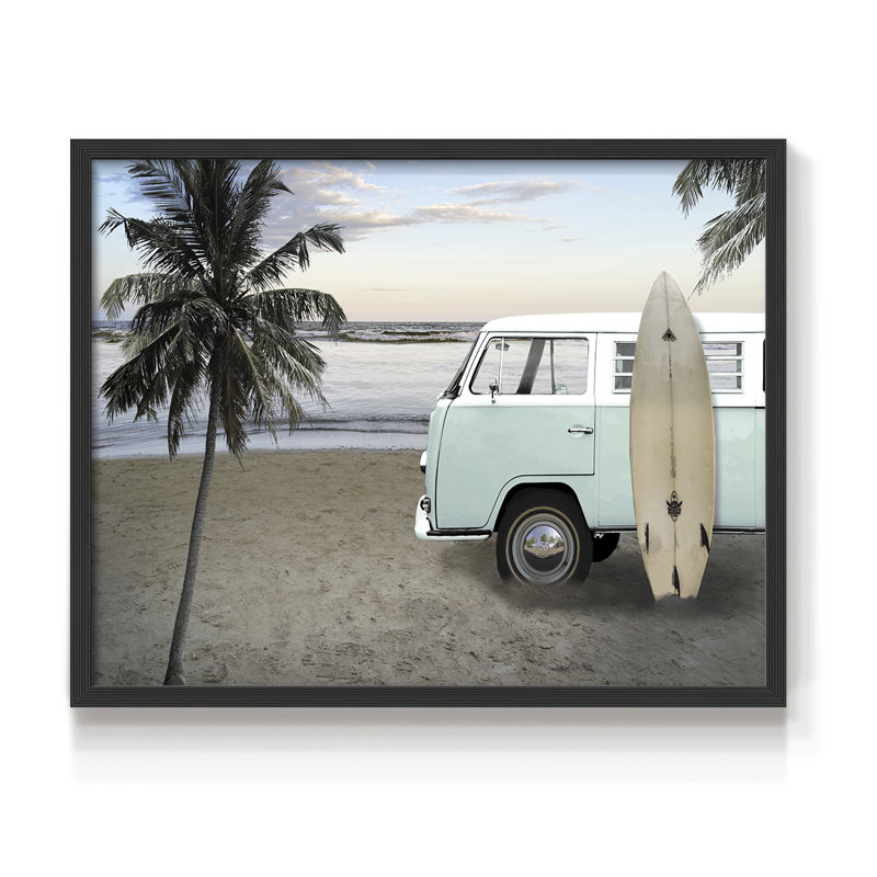 «Be Happy Beach», reproduction encadrée, H 8 po x l 10 po, Noir, noir, noir, noir