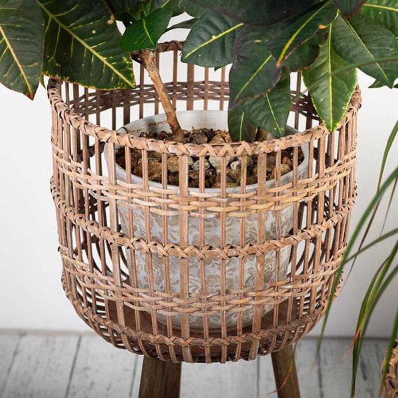 Jardinières en bambou brun, ensemble de 3