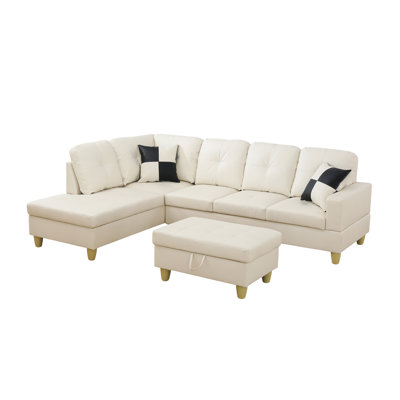Yuga Faux Leather L-Shaped Sectional