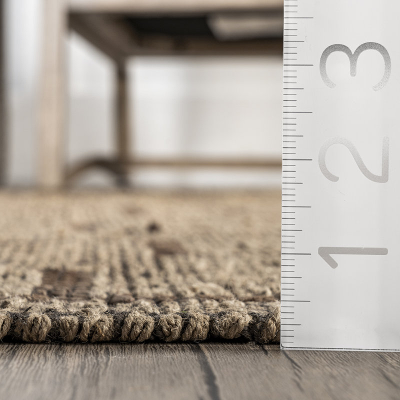 Tapis brun tissé à la main et à plat, Rectangulaire 8 pi x 10 pi