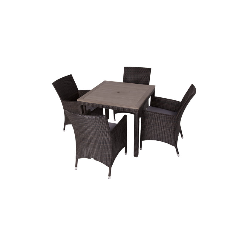 Sandra 4 - Person Wicker Patio Dining Set with Square Table , Cushions Included