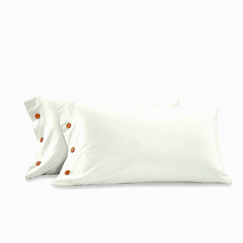 Luxury Cotton Dream Pillowcase Set - 600 Thread Count, 100% Long Staple Cotton, Soft & Silky Bed Pillow Cover, French Design, Ivory - Standard Size, Set of 2