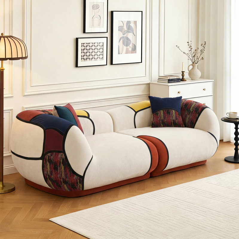 Canapé incurvé moderne Boneless de 104 po, canapé en chenille surdimensionné pour le salon, canapé Cloud avec canapé sans os, canapé modulaire modulaire avec siège profond, deux coussins de style bohémien, aucun assemblage requis
