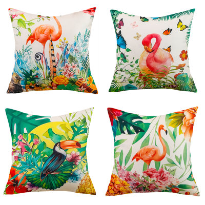 Indoor / Outdoor Animal Print Red Square Cushion Cover