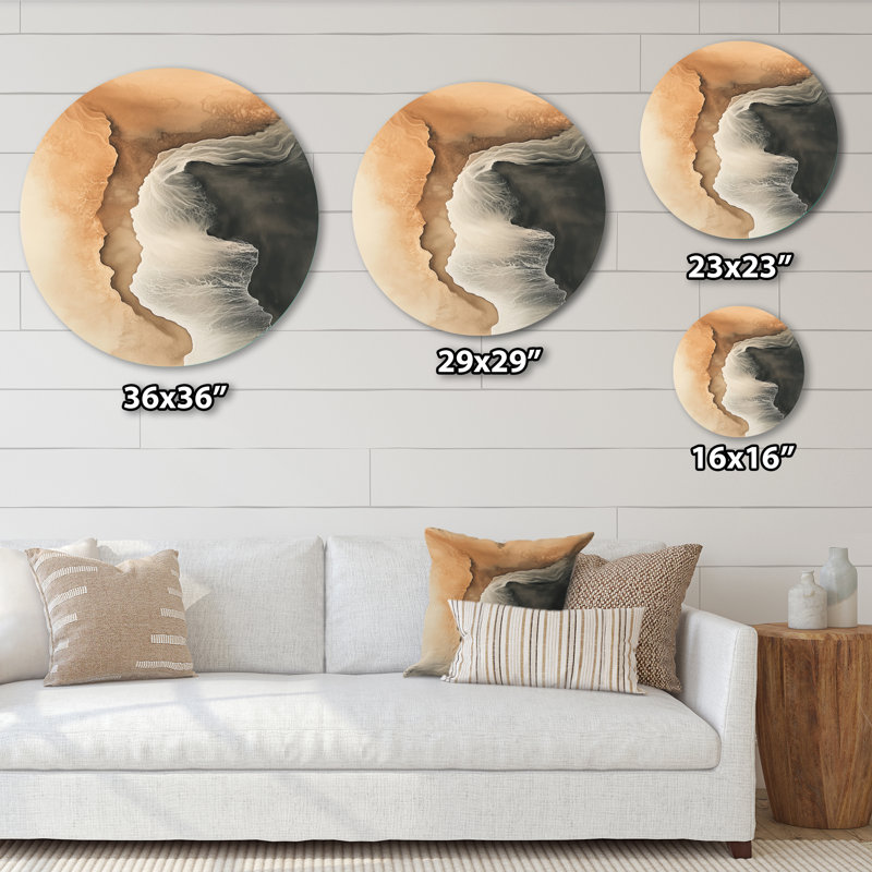 Décoration murale en métal «Calming Costal», sable et beige - Coastal Waves, L 16 po x H 16 po