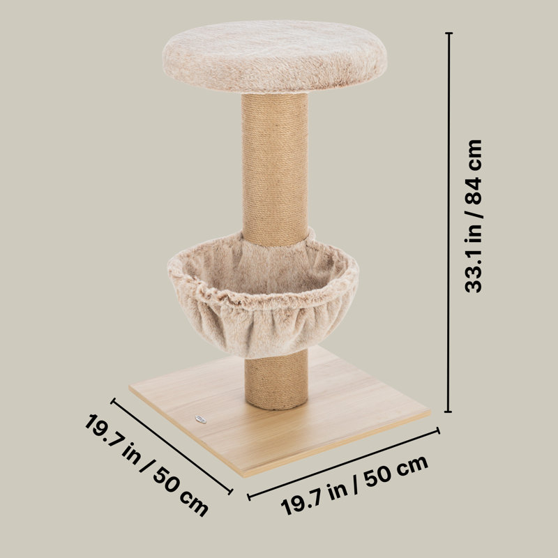 Beige Sisal and Plush 33" Cat Tree with Hammock