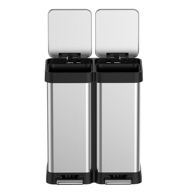 Steel Step On Multi-Compartments Trash & Recycling Bin - 16 Gallons