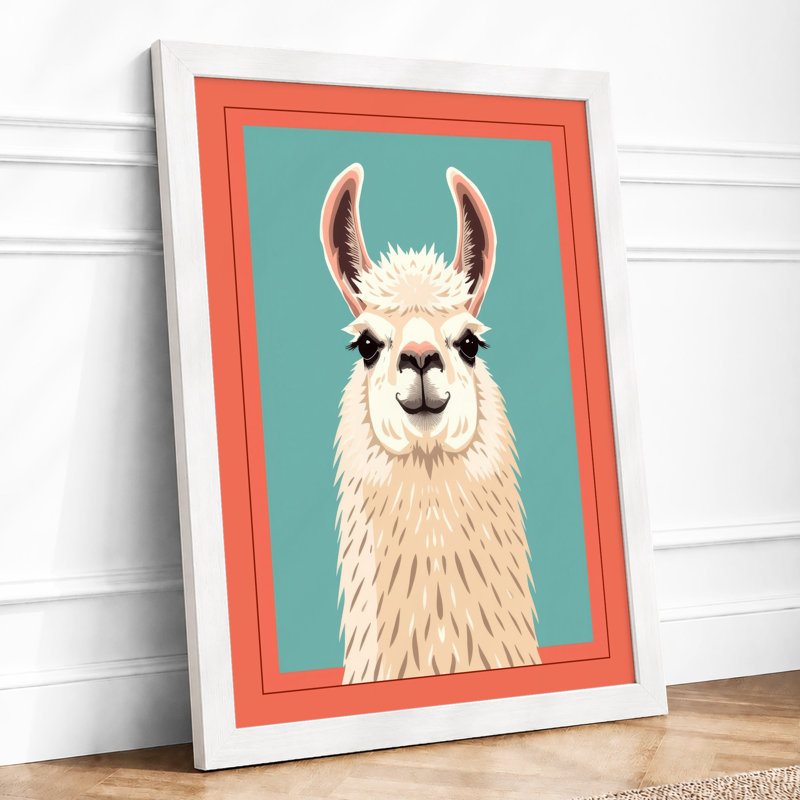 Serene Llama Modern - Framed Print, A4 - 29.7 x 21.0 cm, White