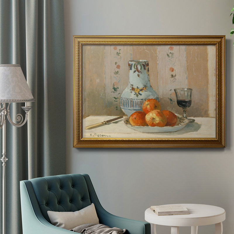 Nature morte avec pommes et pichet - Peinture sur toile encadrée