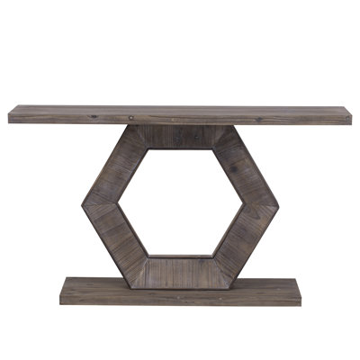 Modern Entryway Table With Innovative Hollow Hexagon Leg Structure And Premium Fir Veneer Finish For Sophistication