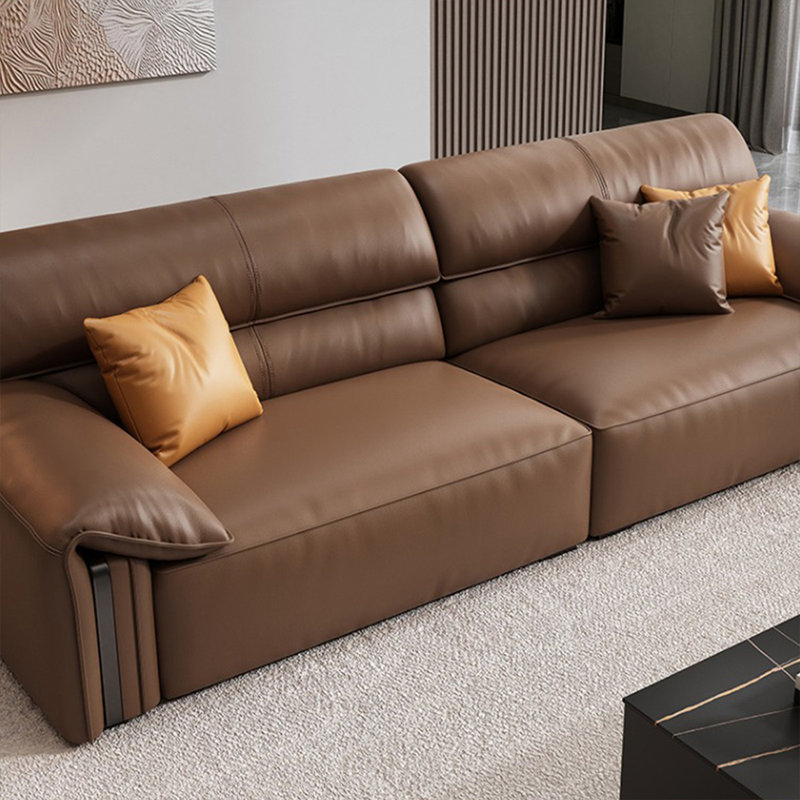 Brown Genuine Leather Modular Sofa cushion couch
