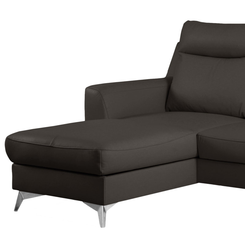 Emmie-Mae Leather Corner Sofabed with Chaise, Left Hand Facing, Dark Brown