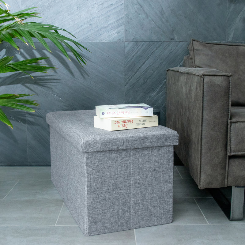 Emilyjane 78cm Wide Rectangle Solid Colour Ottoman with Storage, Grey