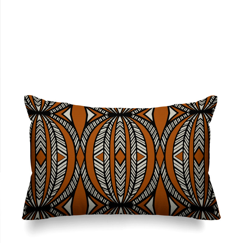  Housse de coussin rectangulaire pour l'extérieur Tribal, Orange brûlé