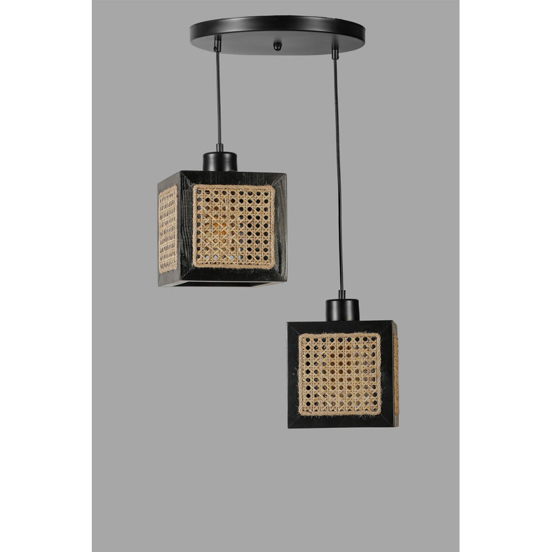 Chandle Chandelier, Rattan/Black