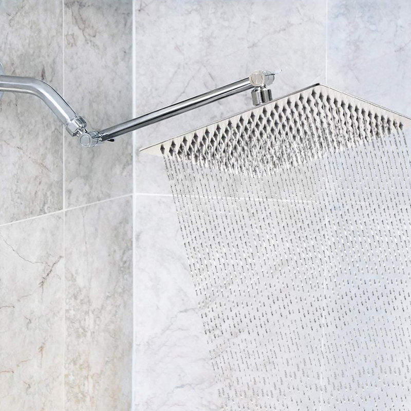 Pomme de douche 10 po - Acier inoxydable, carré facile à installer avec finition en acier, Argent argent
