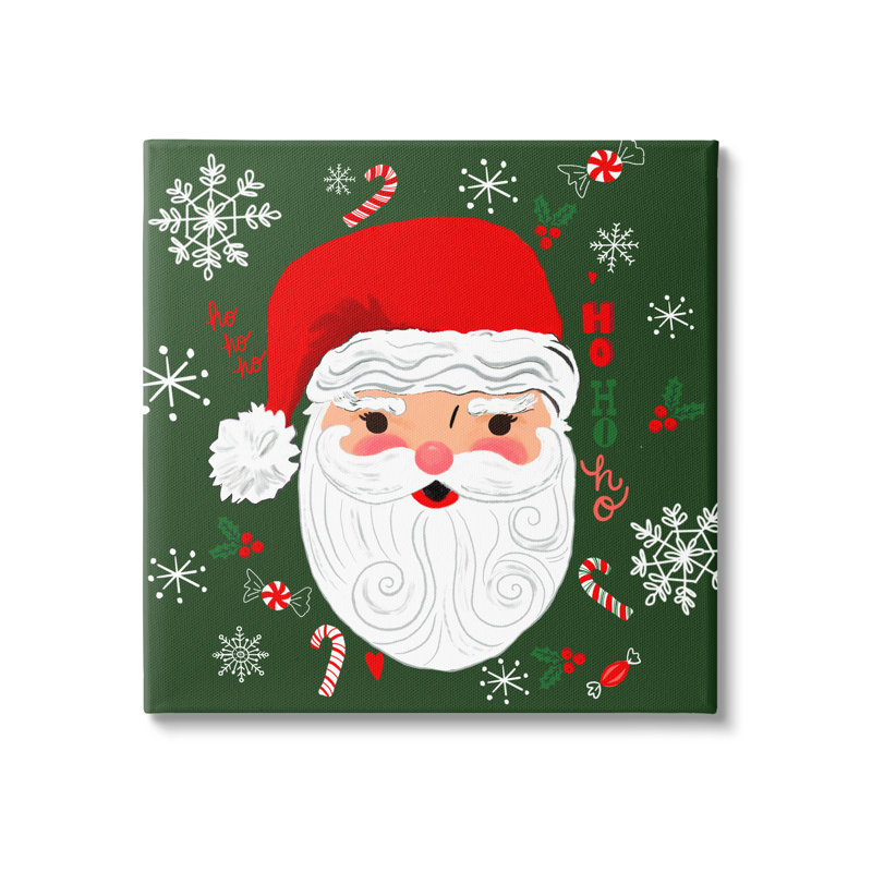 «Jolly Santa On Green» par Sharon Lee, H 30 po x l 30 po x P 1,5 po