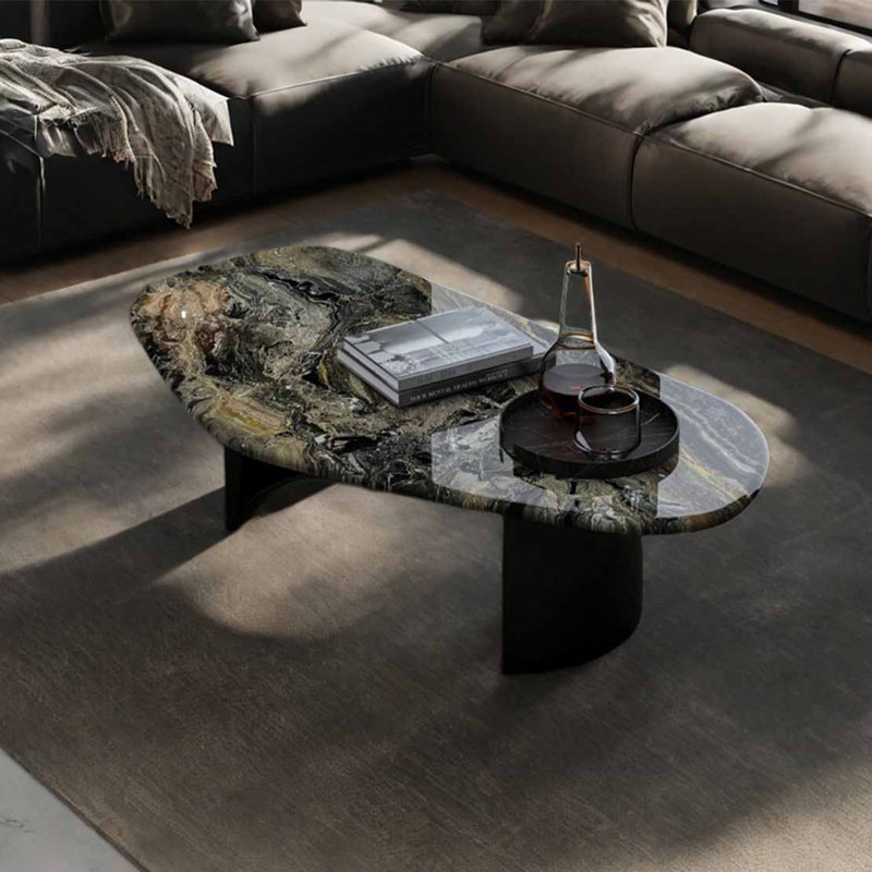 Table basse irrégulière en marbre, Multi-couleur, H 15,7 po x L 47,2 po x l 29,5 po