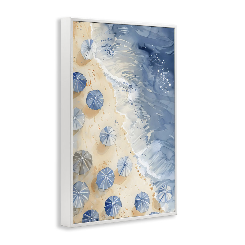 Parapluie de plage bleu aérien, estampe numérique, design par LSR Design Studio, H 24 po x l 16 po