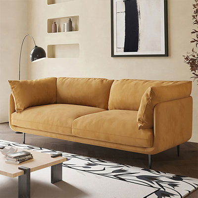 Coussin de canapé standard jaune moutarde 100 % polyester
