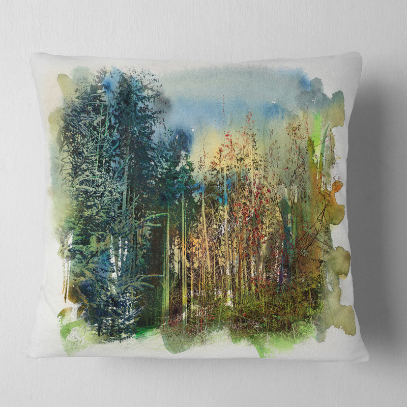 Coussin à motif d'aquarelle, 16 po x 1 po, Coussin décoratif