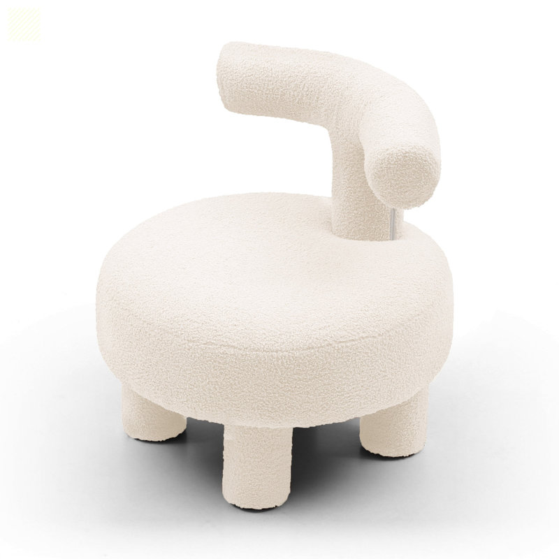 Chaise de lecture avec tabouret rembourré en tissu de 24,4 po de largeur, Beige