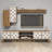 Modern TV Unit with Wall Shelf & Cabinets, Walnut & White, 70.9 x 17.3 x 13.8 inches | 100% Melamine Coated Particle Board, 0.7 inch Thickness | Geometric Design with Multiple Shelves & Wall-Mountable Feature-1345975319