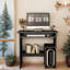 Laptop Study Table Office Desk with Storage Drawer Shelves Keyboard Tray,Black-1944967992