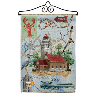 Bord de mer phare décoratif en polyester à 2 faces 19 x 13 po ensemble de drapeaux