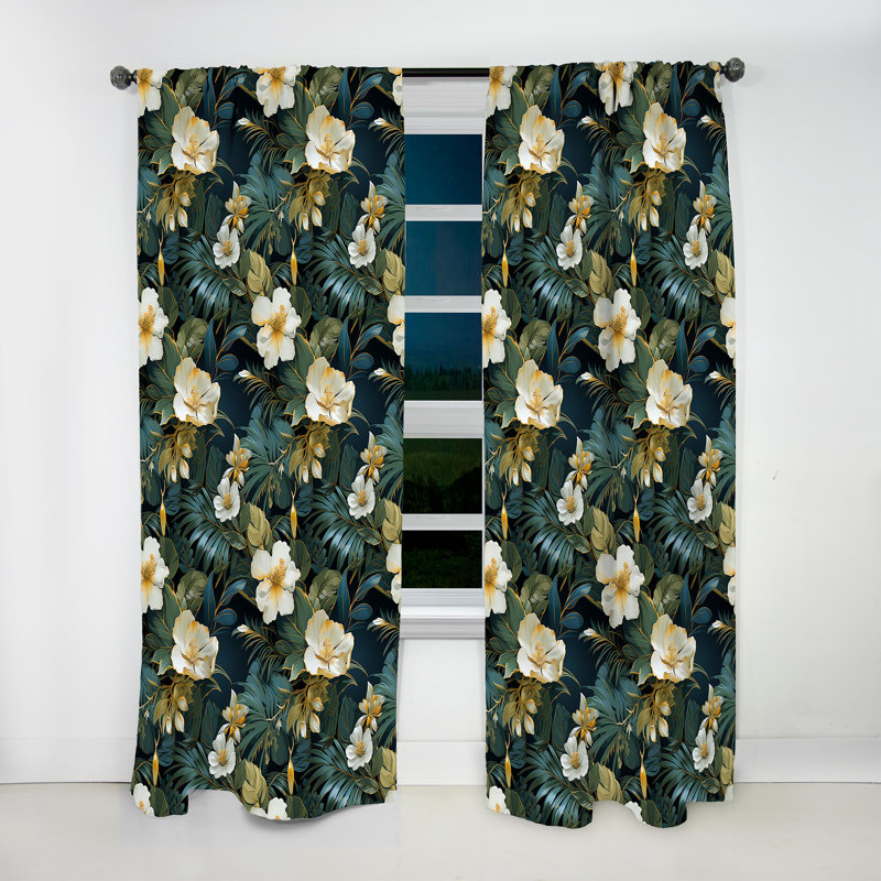 Mirage Elegance Ii - motif tropical I - Rideau floral - Velours obscurcissant - 1 panneau, L 52 po x L 84 po