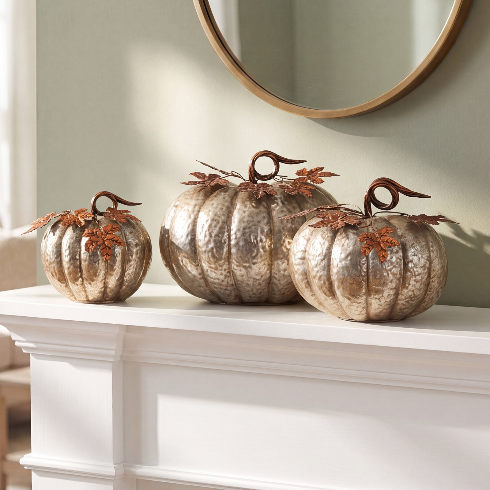 3-Piece Metal Pumpkin Set