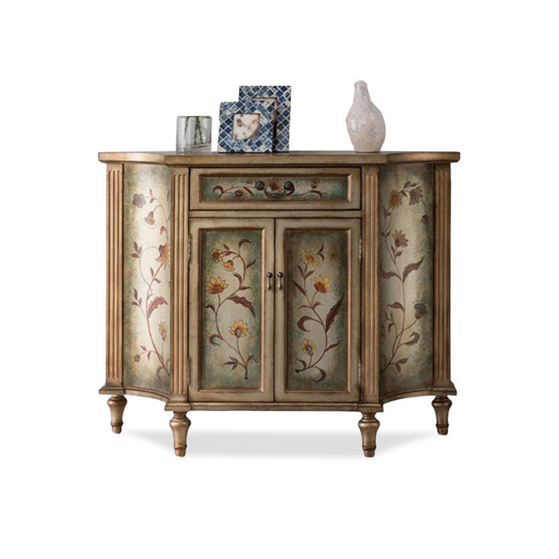 Picture Color Solid Wood Free Form Console Table, Beige