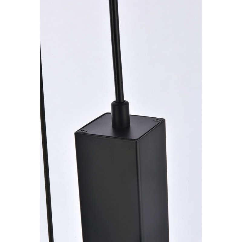 Luminaire suspendu rectangulaire à 3 lumières Aliha, Noir