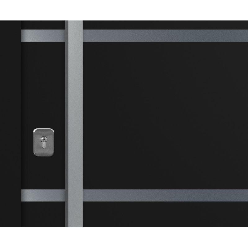 Modern Exterior Entry Steel Door 36in x 80in - Inox S3 with Transom, Black, Left Hand/Inswing