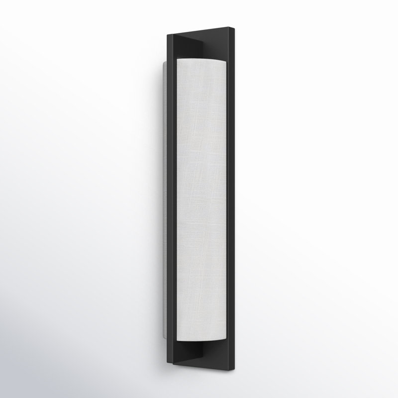 Matte Black and White Fabric 2-Light Dimmable Sconce