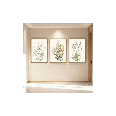 HPNIUB, art mural botanique minimaliste encadré, grand art floral neutre, impression de fleurs sauvages beige moderne pour le salon, la chambre, la salle à manger, le bureau, 16 po x 24 po x 3 po