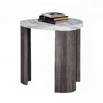 Triangle Space-Saving Nesting End Table with Marble Pattern