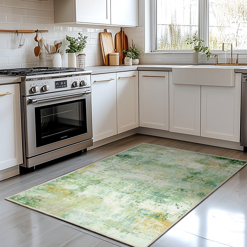 4x6ft Machine-washable Carpet, Cashmere-Look Rug with Non-Slip Backing and Durable Edging, Modern Oil Painting Style Rug Suitable for Living Room, Bedroom, Dining Room