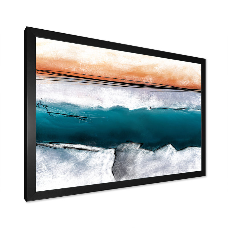 Marbre bleu électrique à rayures - reproduction sur toile, Toile avec cadre noir, H 8 po x l 12 po x P 1 po