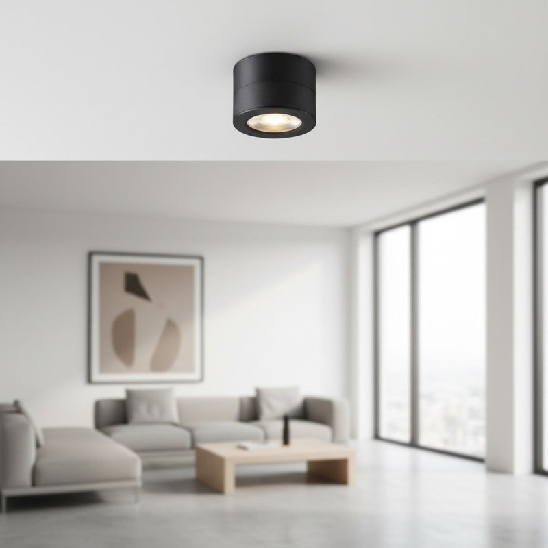 UltraBeam Surface Mounted Adjustable Ceiling Downlight Spotlight, Black, 7.2cm H x 10cm W x 7.2cm D