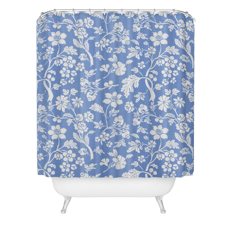 Rideau de douche Ninola Design, Motif floral bleu