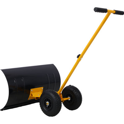 Poussoir à neige sur roues avec lame à angle réglable, pelle à neige manuelle à poignée amortissante ergonomique, chasse-neige robuste pour allée et trottoir