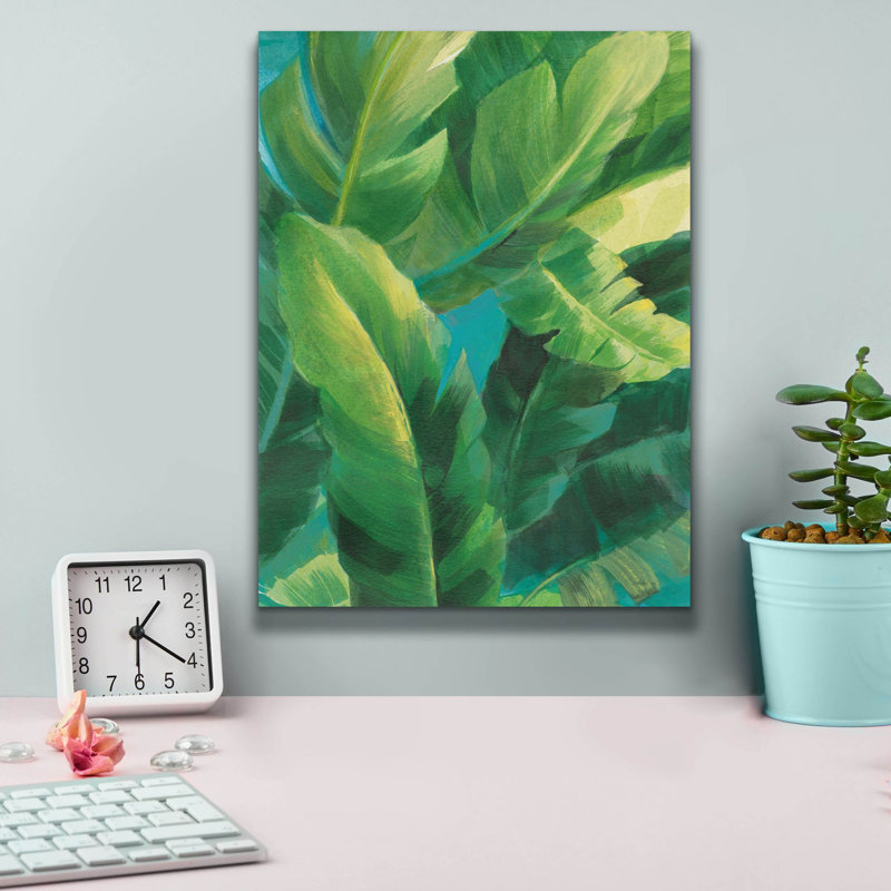 "Epic Graffiti" Palm of the Tropics 2 Teal Gold C "par Danhui Nai, art mural sur toile, H 16 pi x l 12 pi