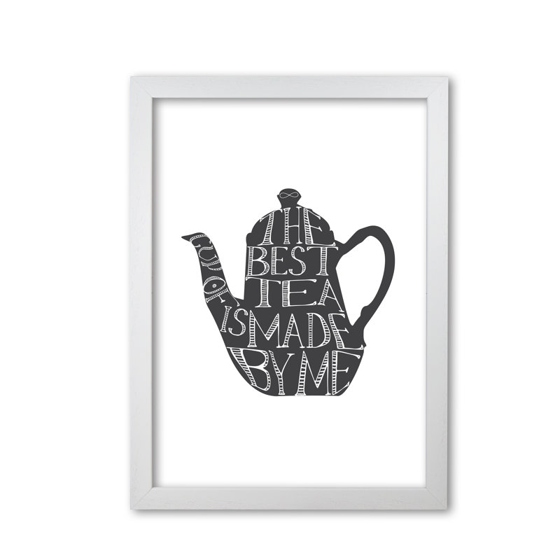 Tea Pot Portrait - Print, White Grain Frame, 42 cm H x 30 cm W x 5 cm D